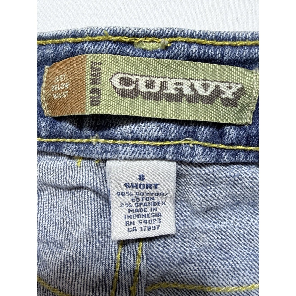 Old Navy Curvy Jeans Women 8 Short Blue Stretch Distressed Bootcut Denim Pants